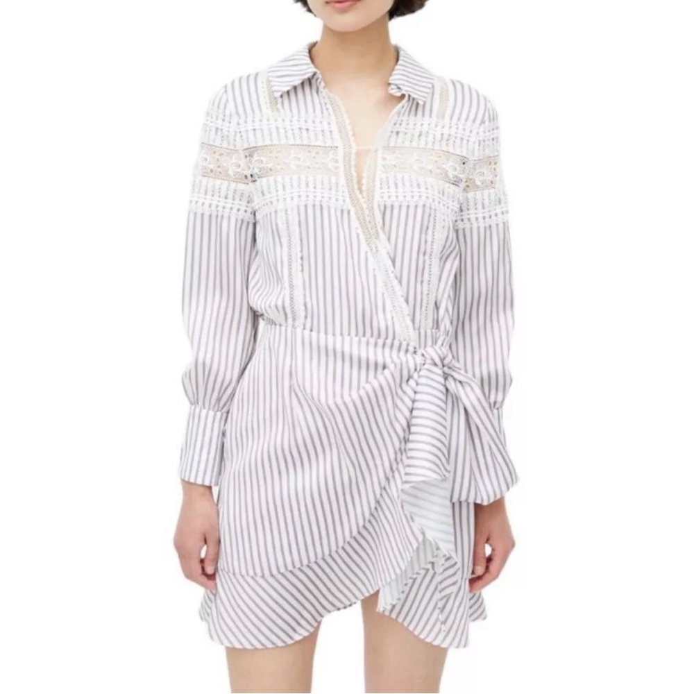 NWT Self-Portrait Blue Stripped Wrap Dress